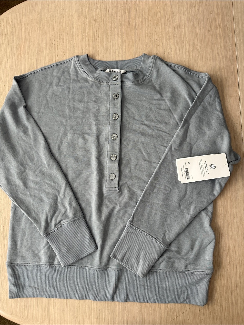 NWT Athleta Light Gray Crewneck Henley Sweater sz S